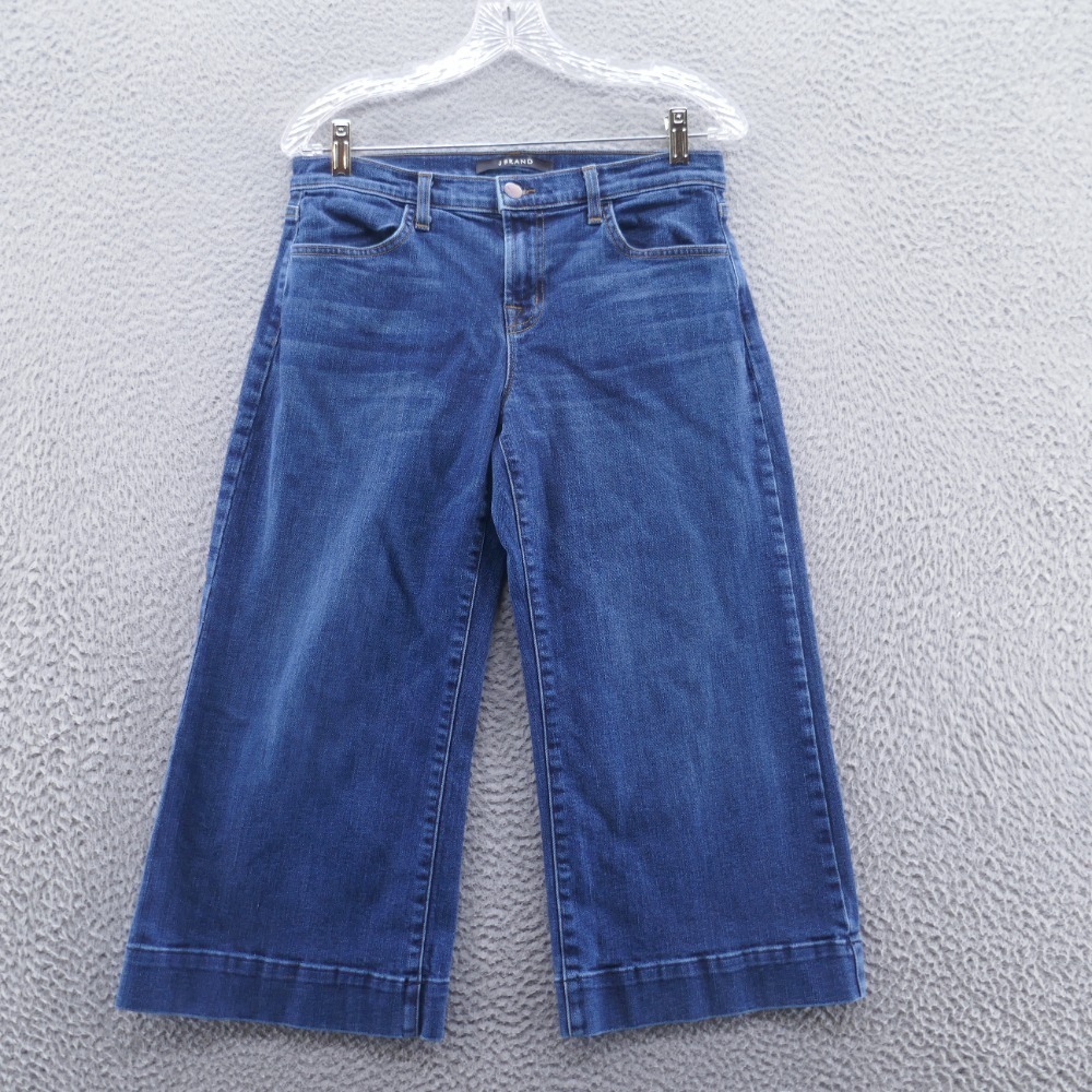J Brand Womens Liza Wide Leg Culotte Jeans 26 Blue Virtue Wash Cropped Denim